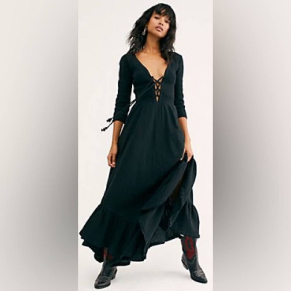 Free People Elegant Black Maxi Dress